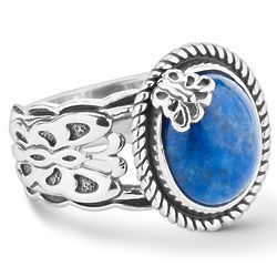 American West Sterling Silver Denim Lapis Butterfly Ring