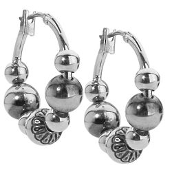 American West Sterling Silver 5/8 Inch Native Pearl Hoop Earrings