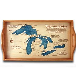 Great Lakes Map Wooden Serving Tray