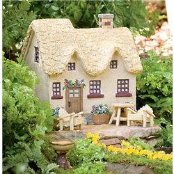Resin Fairy Cottage with Garden Accent