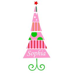 Personalized Pink Christmas Tree T-Shirt