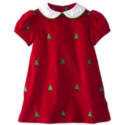 Girl's Embroidered Christmas Tree Dress