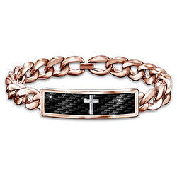 Power of Faith Men's Engraved Copper and Diamond Bracelet