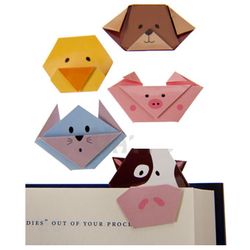 Set of 5 Magnetic Origami Animal Bookmarks