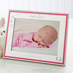 It's a Girl Engraved Pink Border Baby Photo Frame
