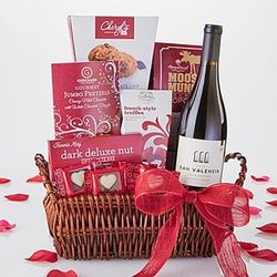 Valentine Romance Wine and Chocolates Gift Basket