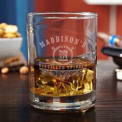 Personalized Monogram Carraway Engraved Whiskey Glass