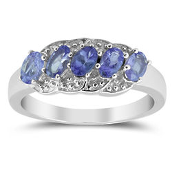 5-Stone Oval Tanzanite Ring in Sterling Silver
