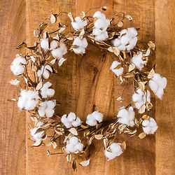 Natural Cotton Boll Stem Wreath