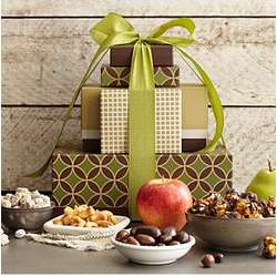 Fruits and Nuts Gift Tower with Personalized Ribbon