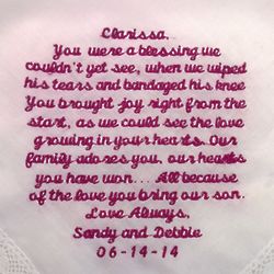 Personalized Daughter-In-Law Hanky