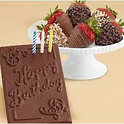 Chocolate Birthday Card and Half Dozen Milk and Dark Strawberries