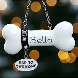 Dog's Personalized Bad to the Bone Christmas Ornament