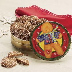 Gingersnap Cookies in Gingerbread Man Tin