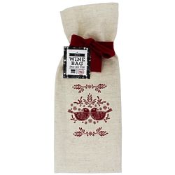 Wine Bag with Folk Feathers Design