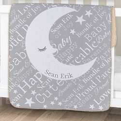 Personalized Baby Moon Word-Art Sherpa Blanket