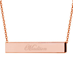 Square Rose Gold Name Bar Necklace with Personalized Engraving