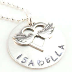 Personalized Love Birds Heart Necklace