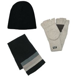Men's Wool Blend Hat, Scarf and Gloves Set
