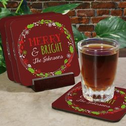 Personalized Merry Christmas Coasters