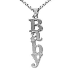 Double Thickness Sterling Silver Print Name Necklace