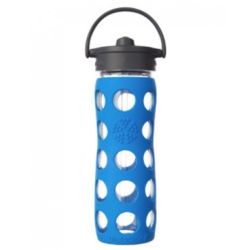 Glass Water Bottle with Ocean Blue Silicone Sleeve