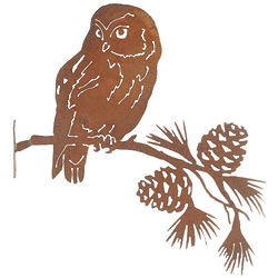 Owl on Pine Branch Yard Art