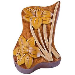 Daffodil Flower Secret Wooden Puzzle Box