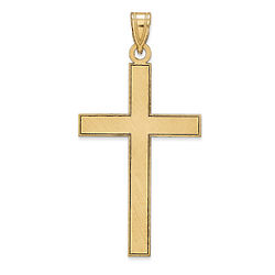 Satin-Finished Florentine Cross Pendant in 14K Yellow Gold