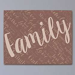 Personalized Family Diagonal Word-Art Canvas Art Print