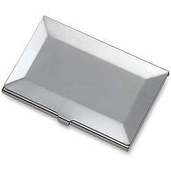Personalized Silver Beveled Edge Business Card Case
