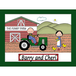 Personalized Farmers and Tractor Cartoon Print
