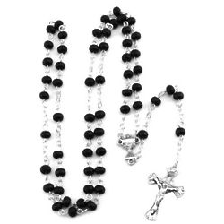 Black Wood and Sterling Silver First Communion Rosary