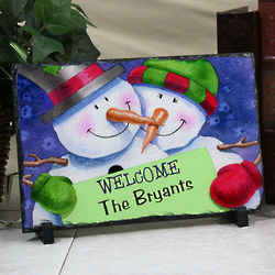 Personalized Snowman Welcome Stone