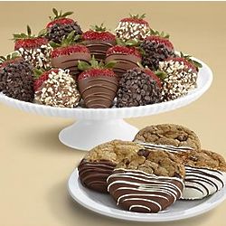 Chocolate Dipped Cookies and a Dozen Milk and Dark Strawberries