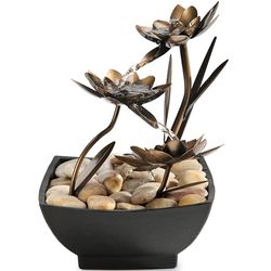 Peace and Serenity Lotus Flower Metal Fountain