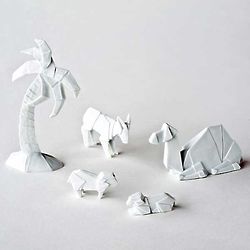 Origami Glazed Porcelain Nativity Figures