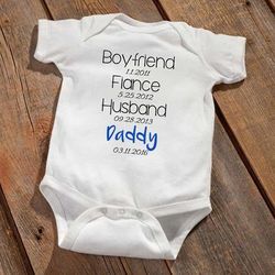 'Daddy To Be' Personalized Blue Baby Announcement Bodysuit