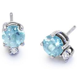 Aquamarine and Diamond Stud Earrings