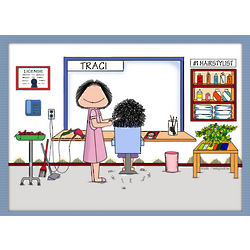 Personalized Hair Stylist or Hairdresser Cartoon Print