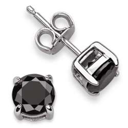 Sterling Silver 6mm Round Black Cubic Zirconia Studs