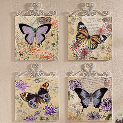 4-Piece Butterfly Wall Plaque Set