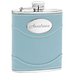 Baby Blue Leather Flask