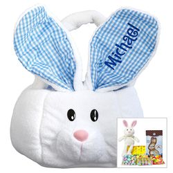Personalized Large Plush Bunny Easter Basket in Blue