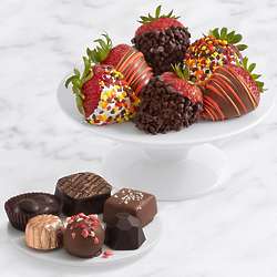 6 Assorted Chocolates & Half Dozen Autumn Strawberries