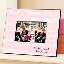 Personalized White and Pink Maid of Honor Frame