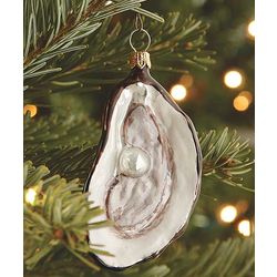 Glass Oyster and Pearl Ornament