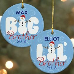 Personalized Big Brother or Lil' Brother Snowman Ornament