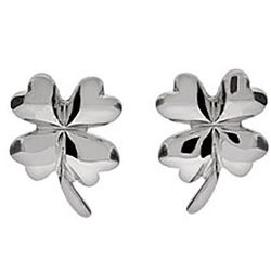 Good Luck Sterling Silver Four Leaf Clover Earrings