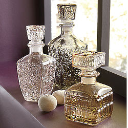 3 Etched Decanters Set